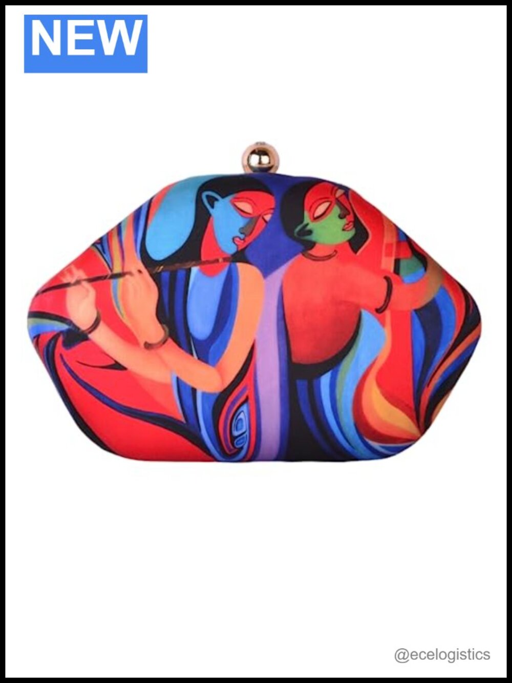 Vintage Printed Clutch Bag with Detachable Chain for Women